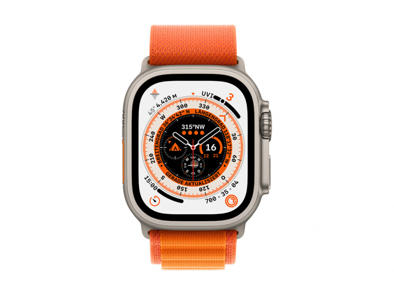 Apple Watch Ultra (GPS + Cellular) 49mm Titanium Geuse, Alpine Loop Orange GroÃƒÂ£