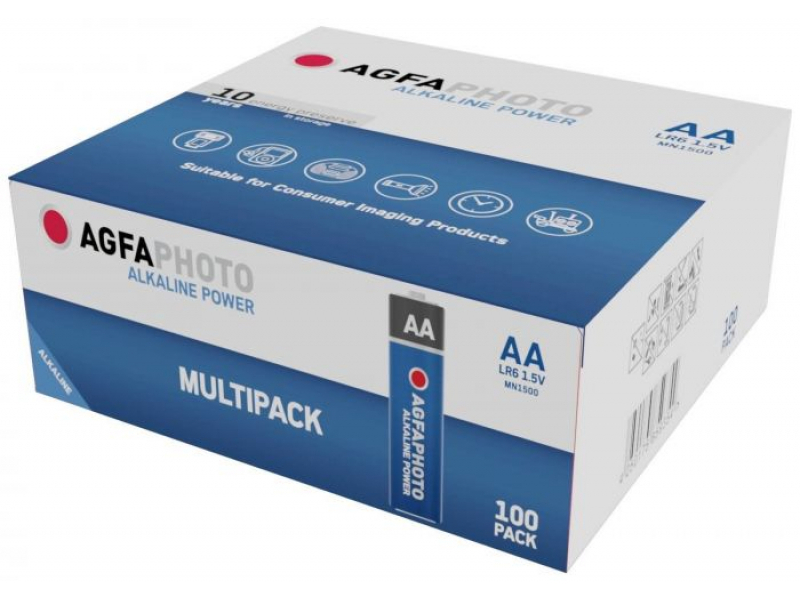 AGFAPHOTO Batteria alcalina Mignon AA (confezione multipla da 100 pezzi)
