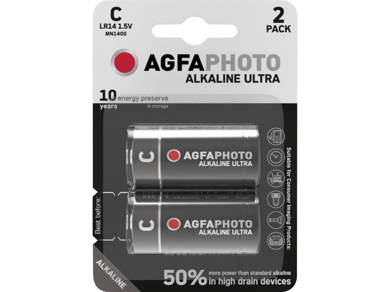 AGFAPHOTO Batteria ultra alcalina Baby C (confezione da 2)