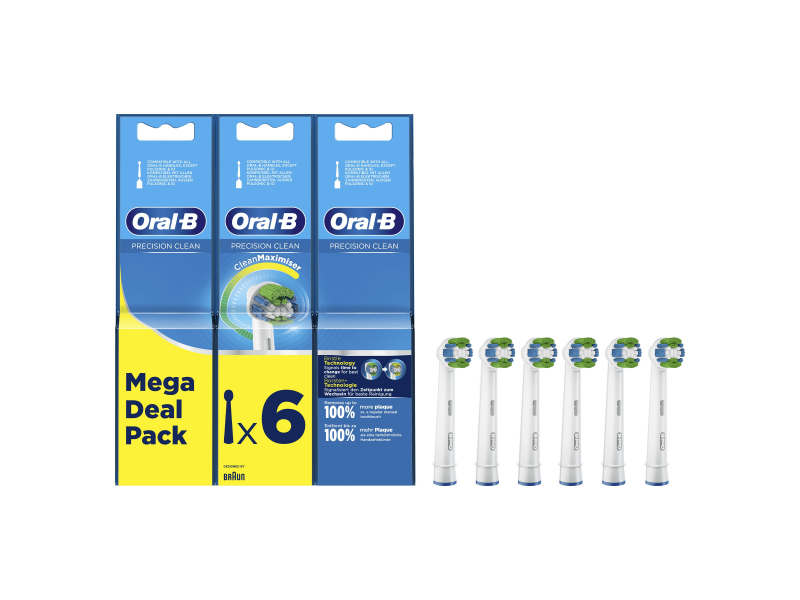 Oral-B Precision Clean 80339528 testina per spazzolino 6 pz Bianco