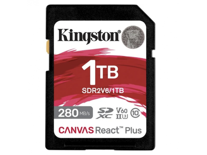 Kingston Technology 1TB Canvas React Plus SDXC UHS-II 280R/150W U3 V60 for Full HD/4K (1TB SDXC CANVAS REACT PLUS U3 - UHS-II 2