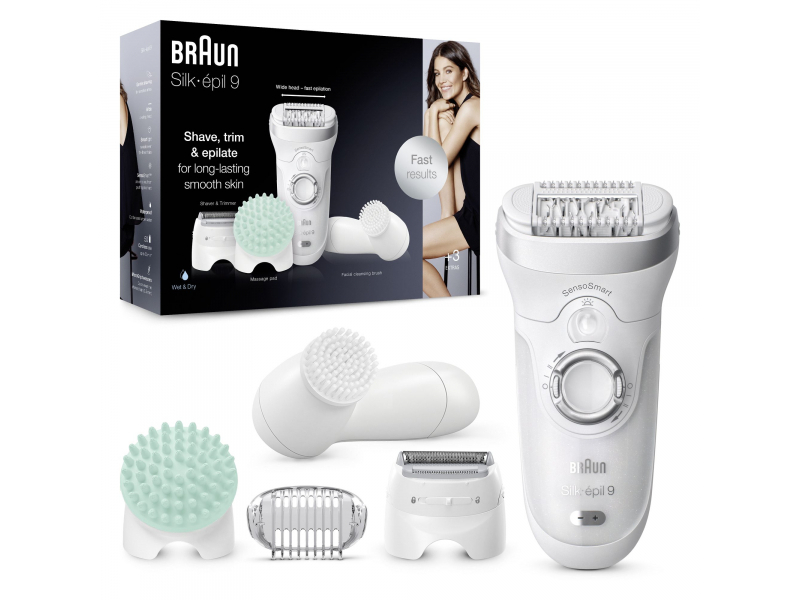 Braun Silk-ÃƒÂ©pil 9 9-865, Epilatore Donna Per Una Rimozione Duratura Dei Peli, Bianco/Argento