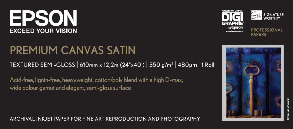 Carta fotografica Epson Premium Canvas Satin, in rotoli da 60, 96cm (24") x 12, 19m. [C13S041847]