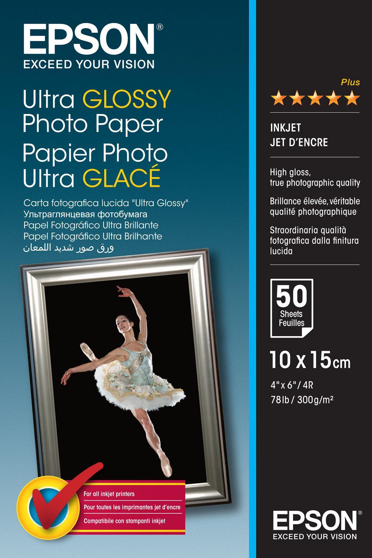 CARTA FOTOGRAFICA LUCIDA ULTRA IN FORMATO FOTOGRAFICO 10X15CM(50 FG) 300 G/M