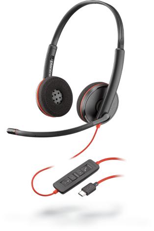 Poly Blackwire 3220 Auricolare Cablate a Padiglione musica E Chiamate USB Tipo-C NERO
