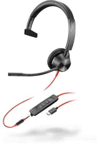 POLY 3315 Auricolare Cablato A Padiglione Musica e Chiamate USB tipo-C Nero
