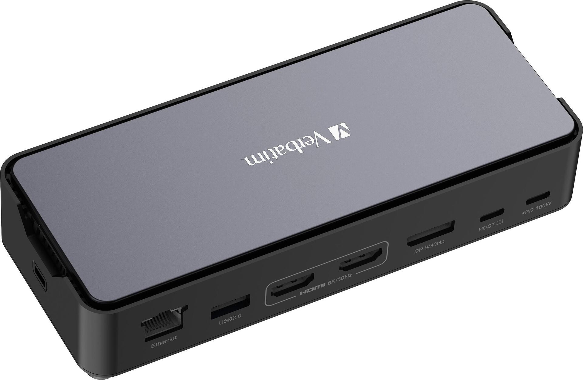 Verbatim CDS-15S Cablato USB 3.2 Gen 1 3.1 Gen 1 Type-C Nero Grigio (VERBATIM USB-C PRO DOCKING STATION 15 PORT WITH SSD SLOT)