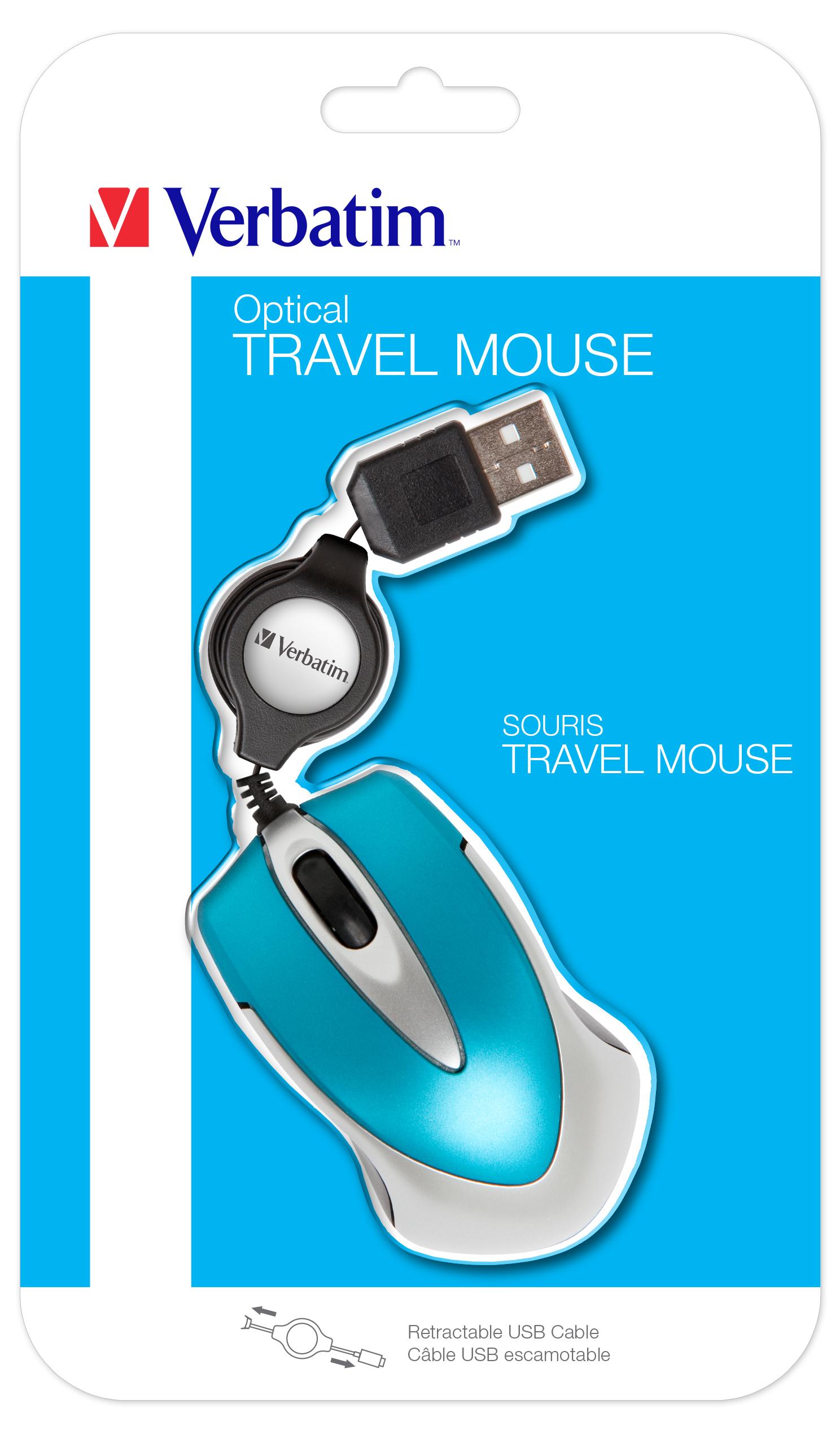 MINI SOURIS FILAIRE (RÃƒâ€°TRACTABLE) VERBATIM GO MINI (BLEU)