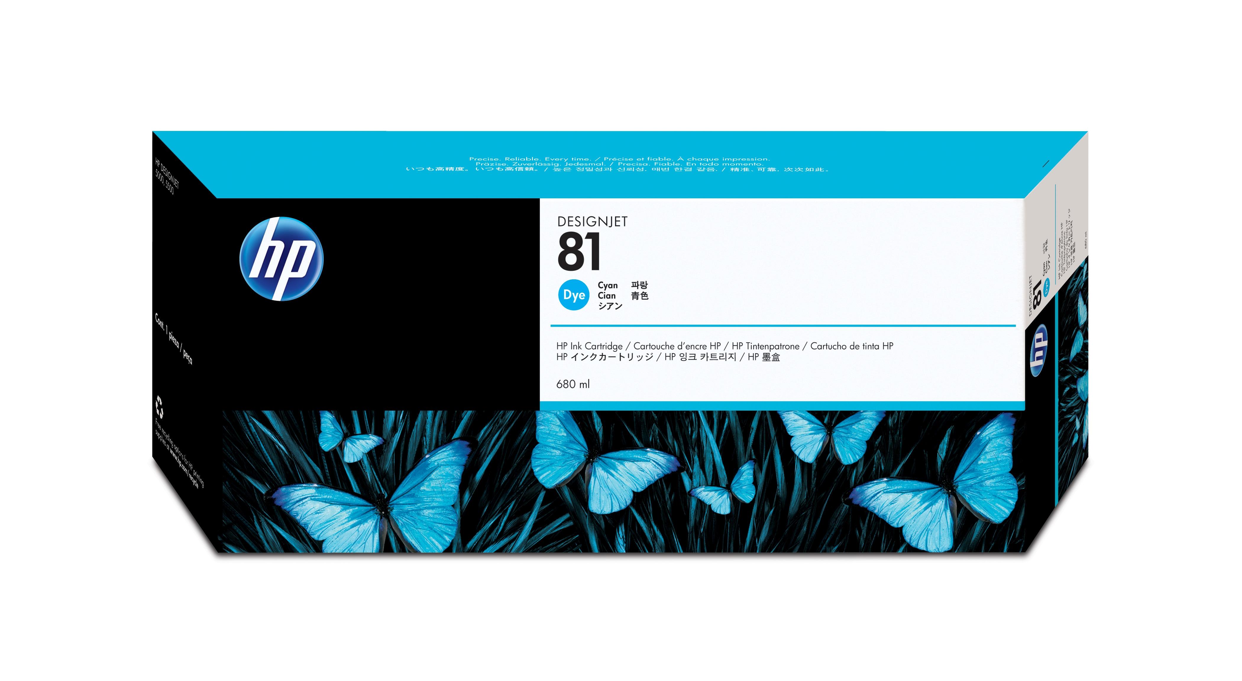 81 - CARTUCCIA INCHIOSTRO CIANO HP N.81 CARTUCCIA A GETTO D'INCHIOSTRO DYE HP N. 81, CIANO (680 ML) - C4931A