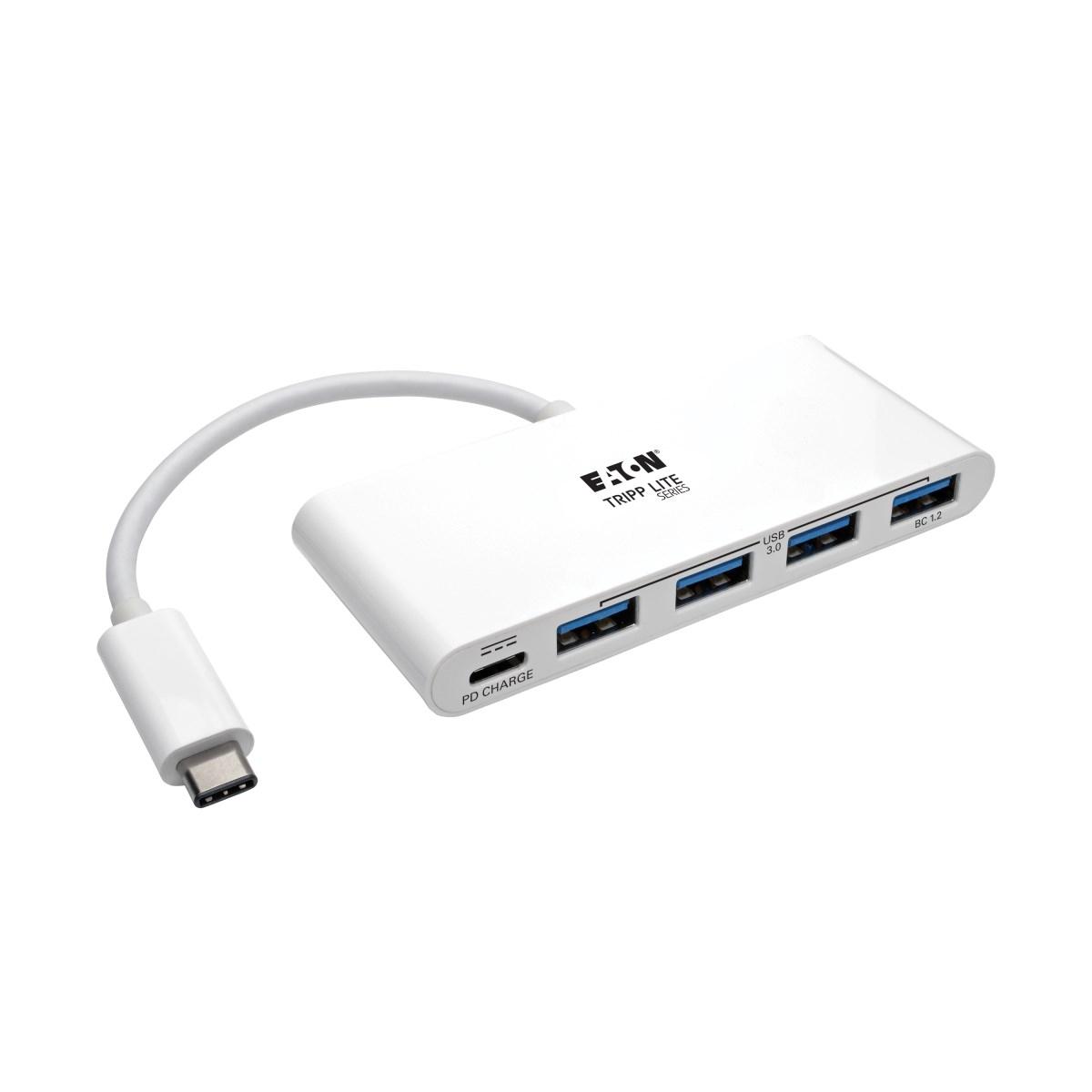 Tripp Lite U460-004-4A-C hub di interfaccia USB 3.2 Gen 1 [3.1 Gen 1] Type-C 5000 Mbit/s Bianco (4-PORT USB PORTABLE HUB ADAPTE