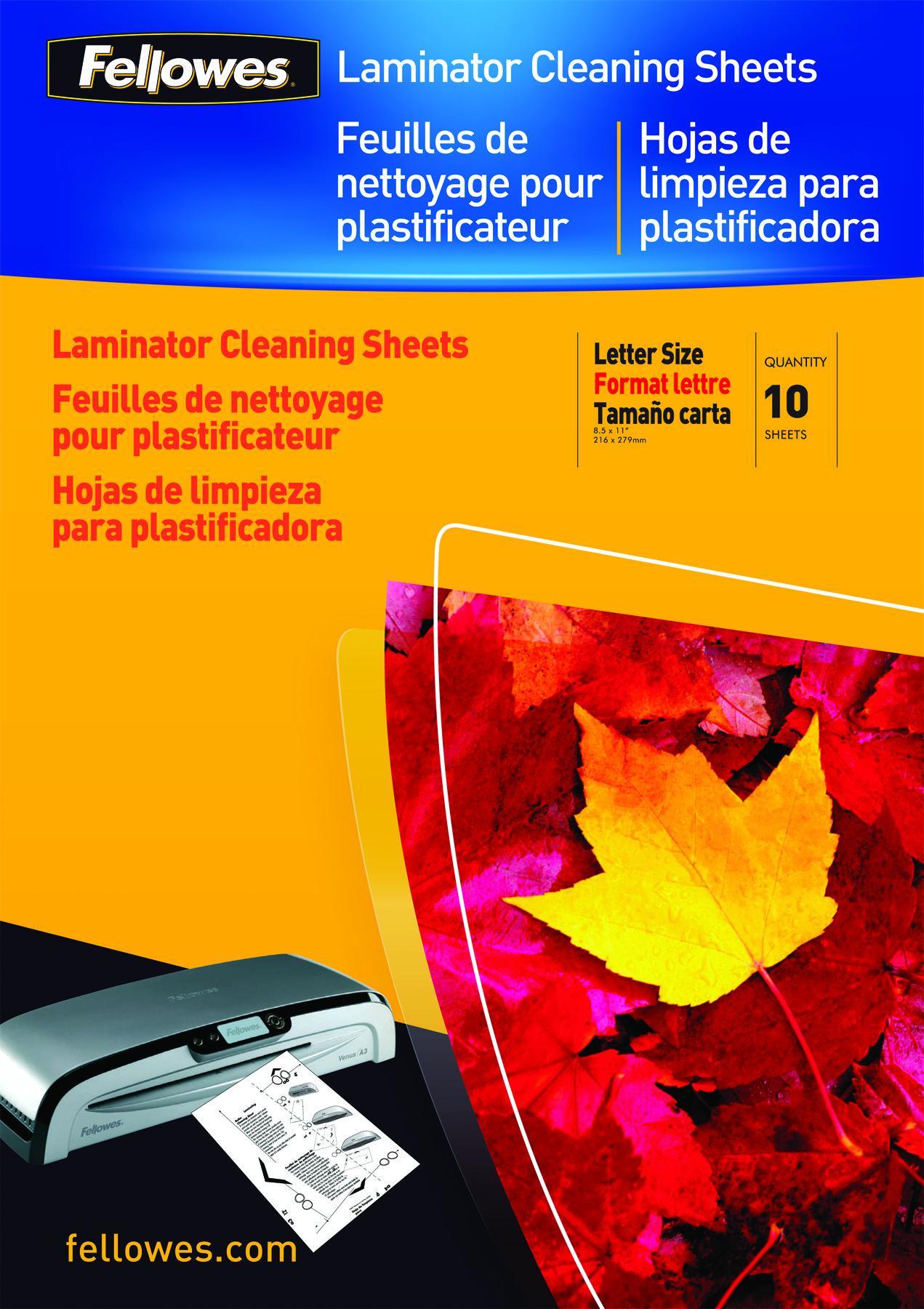 FELLOWES FEUILLE DE NETTOYAGE POUR PLASTIFIEUSES X10