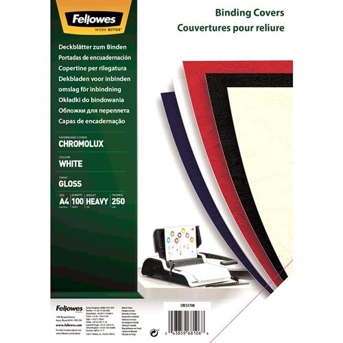 Fellowes 5378006 cartellina A4 Bianco 100 pz (Fellowes 5378006 Binding Cover Chromolux Card A4 Pack of 100 White)
