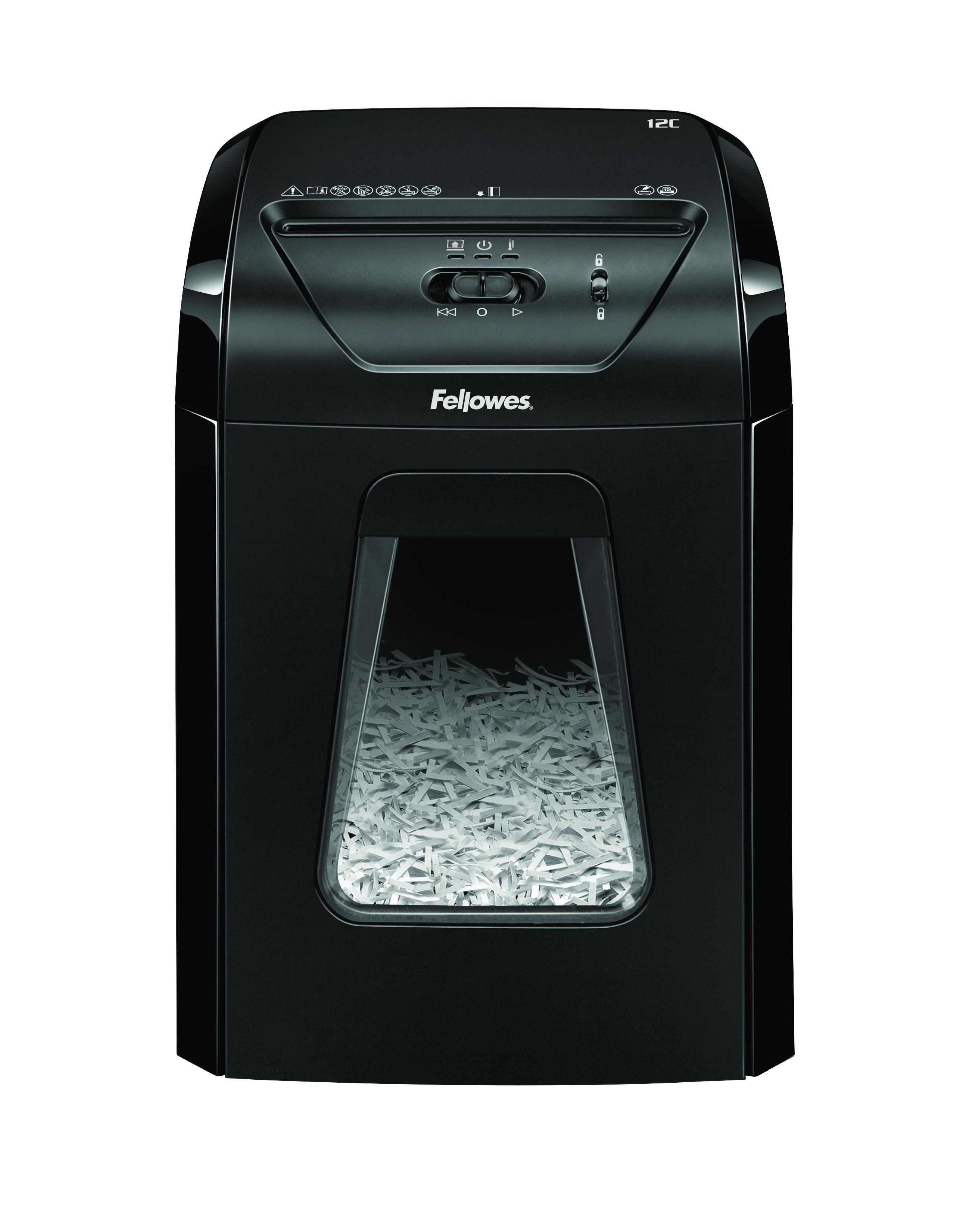 Fellowes Powershred 12C distruggi documenti Triturazione incrociata 22,5 cm Nero