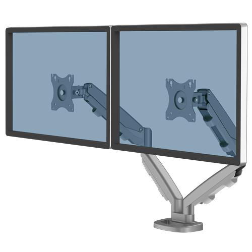 Fellowes Eppa 9683301 supporto da tavolo per Tv a schermo piatto 101,6 cm [40] Argento Scrivania (Fellowes 9683301 Eppa Dual Mo