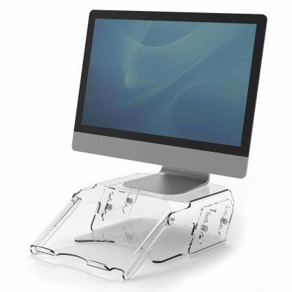 Fellowes 9731201 supporto da tavolo per Tv a schermo piatto Trasparente Scrivania (Fellowes 9731201 Clarity Adjustable Monitor