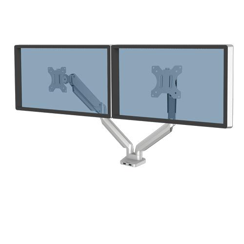 Fellowes Platinum Series 8056501 supporto da tavolo per Tv a schermo piatto 813 cm 32 Argento Parete (PLATINUM SERIES DUAL MONI