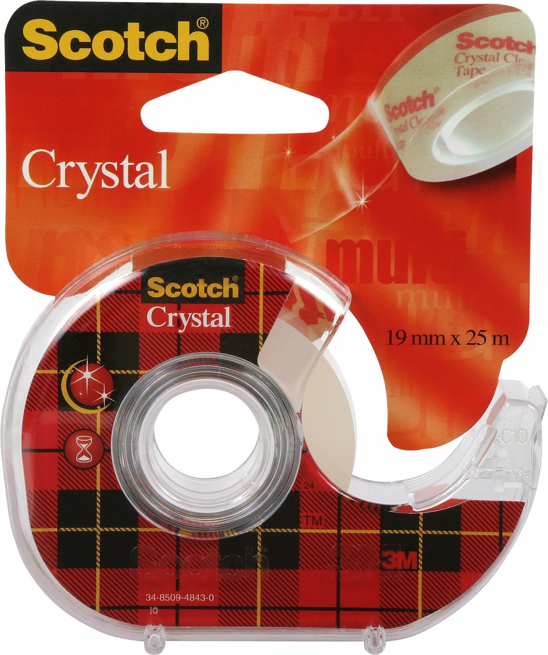 Crystal Handroller Scotch, trasparente, 19 mm x 25 m, altamente trasparente, luce e noisless - 12 pezzi (6-1925d)