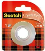 Crystal di pellicola adesiva scozzese, trasparente, 19 mm x 25 m altamente trasparente, leggero e rumoroso - 12 pezzi (6-1925R)