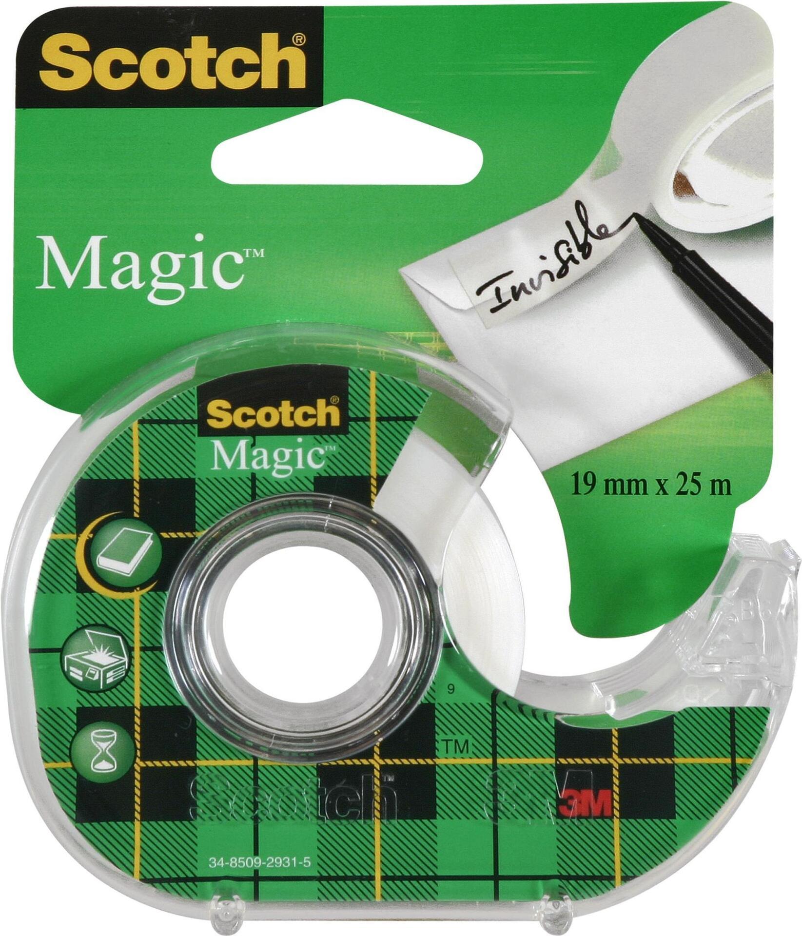 Film adesivo scozzese Magic, invisibile, 19 mm x 25 m, diametro del nucleo: 25 mm - 12 pezzi (8-1925d)