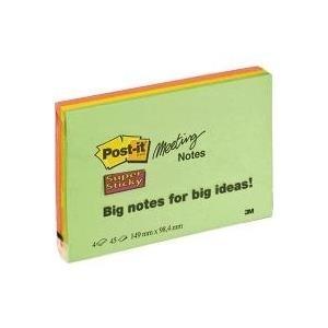 Post-itÃ‚Â® foglietti adesivi Super Sticky Meeting Notes colori assortiti