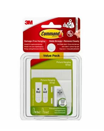 3M 7100235893 etichetta e nastro per montaggio Nastro di montaggio (3M Command Picture Hanging Strips Value Pack 8 Medium 4 Sma