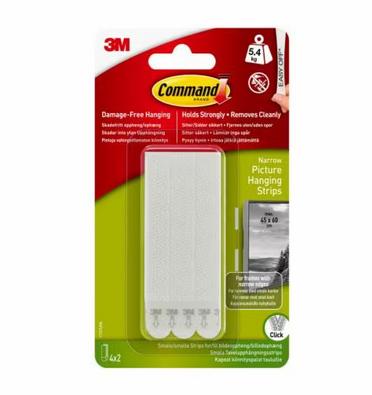 3M 7100235863 etichetta e nastro per montaggio Nastro di montaggio (3M Command Picture Hanging Strips Narrow White [Pack 4] 172