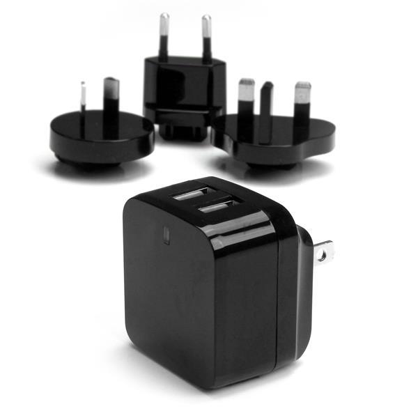 StarTech.com Caricabatterie da Muro a doppia porta x2 USB ad alta potenza 17W / 3.4 Amp con prese da viaggio Internazionale (