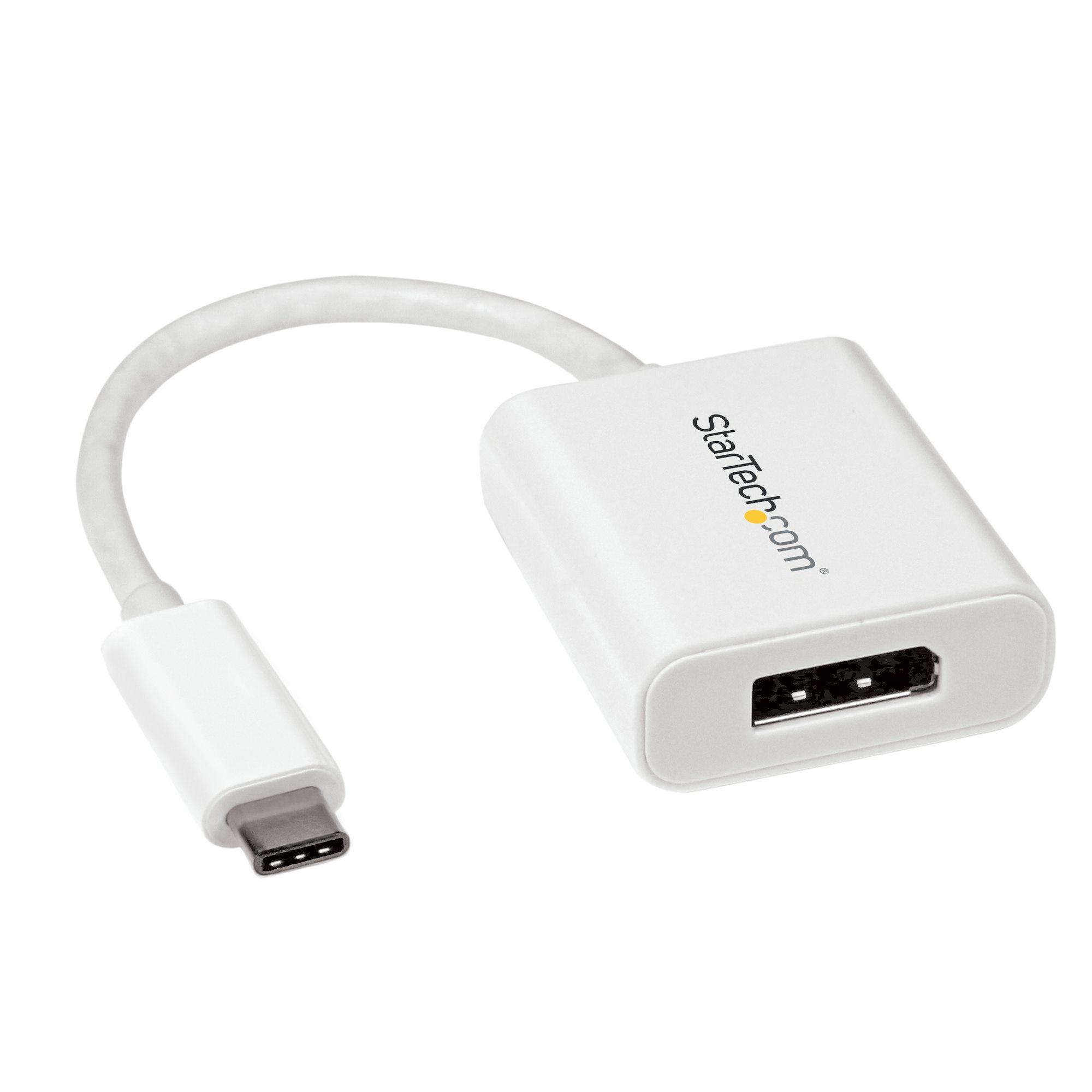 StarTech.com Adattatore video USB-C a DisplayPort - Convertitore USB Tipo-C a DP - 4k 60hz - Bianco (USB C TO DISPLAYPORT ADAPT