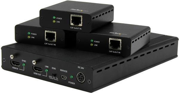 StarTech.com Kit extender HDBaseT a 3 porte con 3 Ricevitori - Splitter HDMI 1x3 via Cat5 - fino a 4K (StarTech.com Kit extende