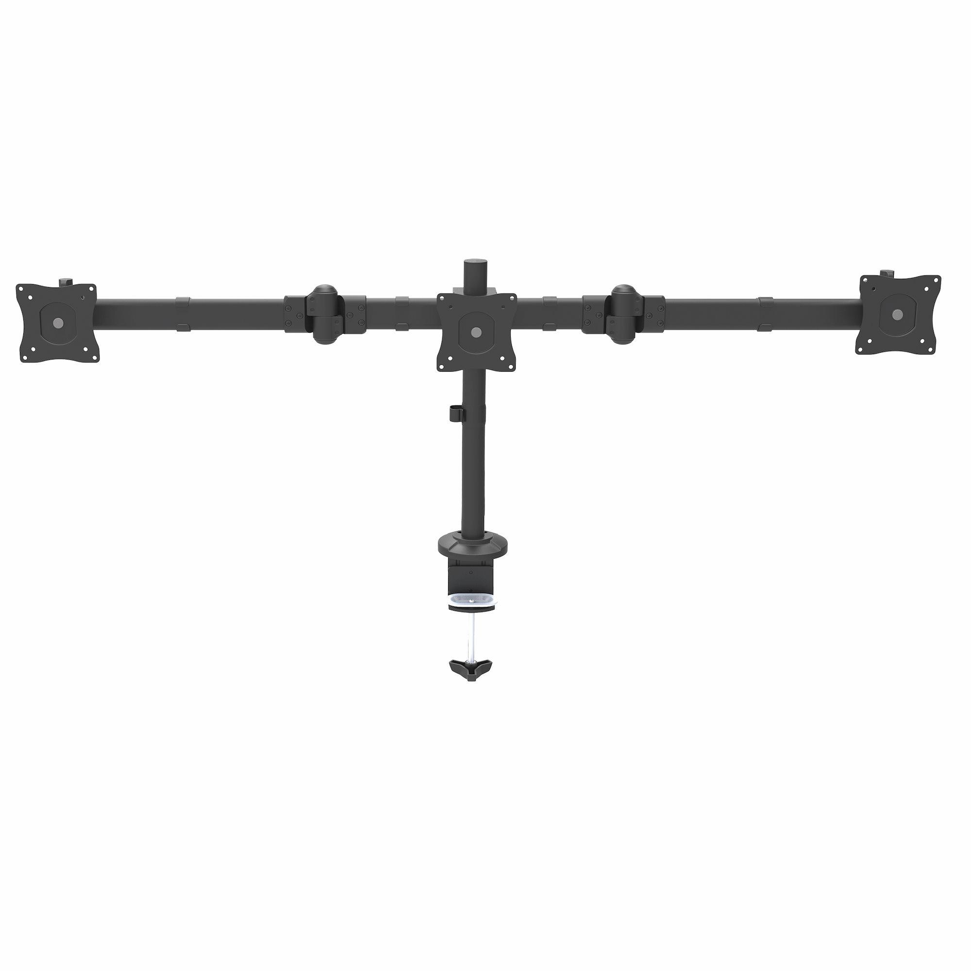StarTech.com Braccio per triplo monitor VESA fino a 27 - Supporto monitor scrivania ergonomico - Staffa per monitor articolata