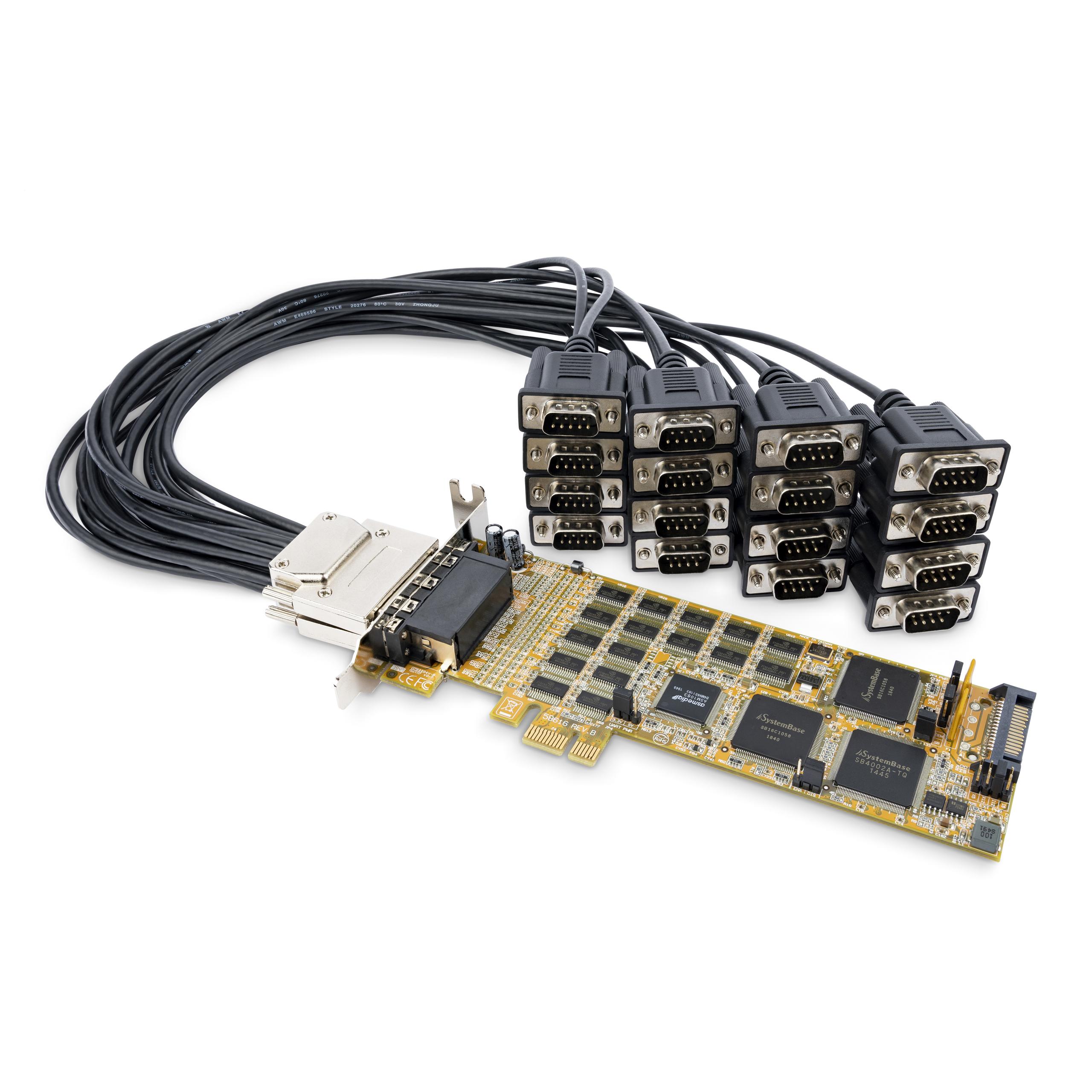 StarTech.com Scheda seriale PCI Express a16 porte DB9 RS232 - Staffa a Profilo basso installata e completo - Adattatore seriale