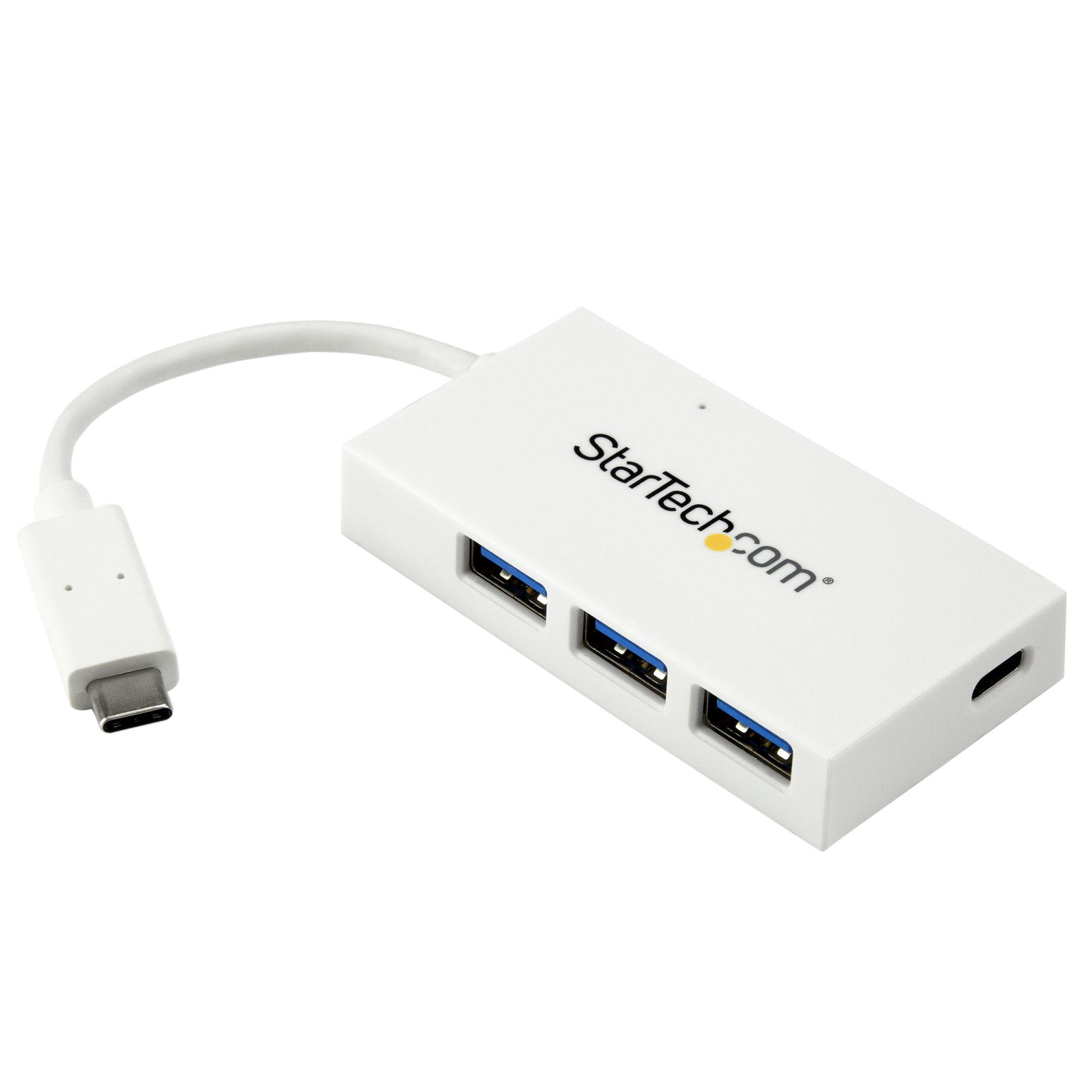 StarTech.com Hub USB-C a 4 porte USB 3.0 - Perno e Concentratore USB Tipo C con 1x USB-C e 3x USB-A - Bianco (4 PORT USB C HUB