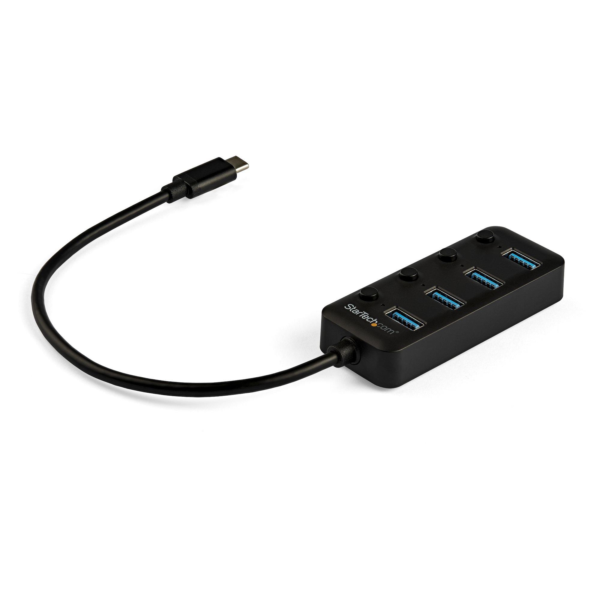 StarTech.com Hub USB-C a 4 porte - USB type C a 4 porte USB 3.0 type A con interruttori individuali On/Off - SuperSpeed 5Gbps U