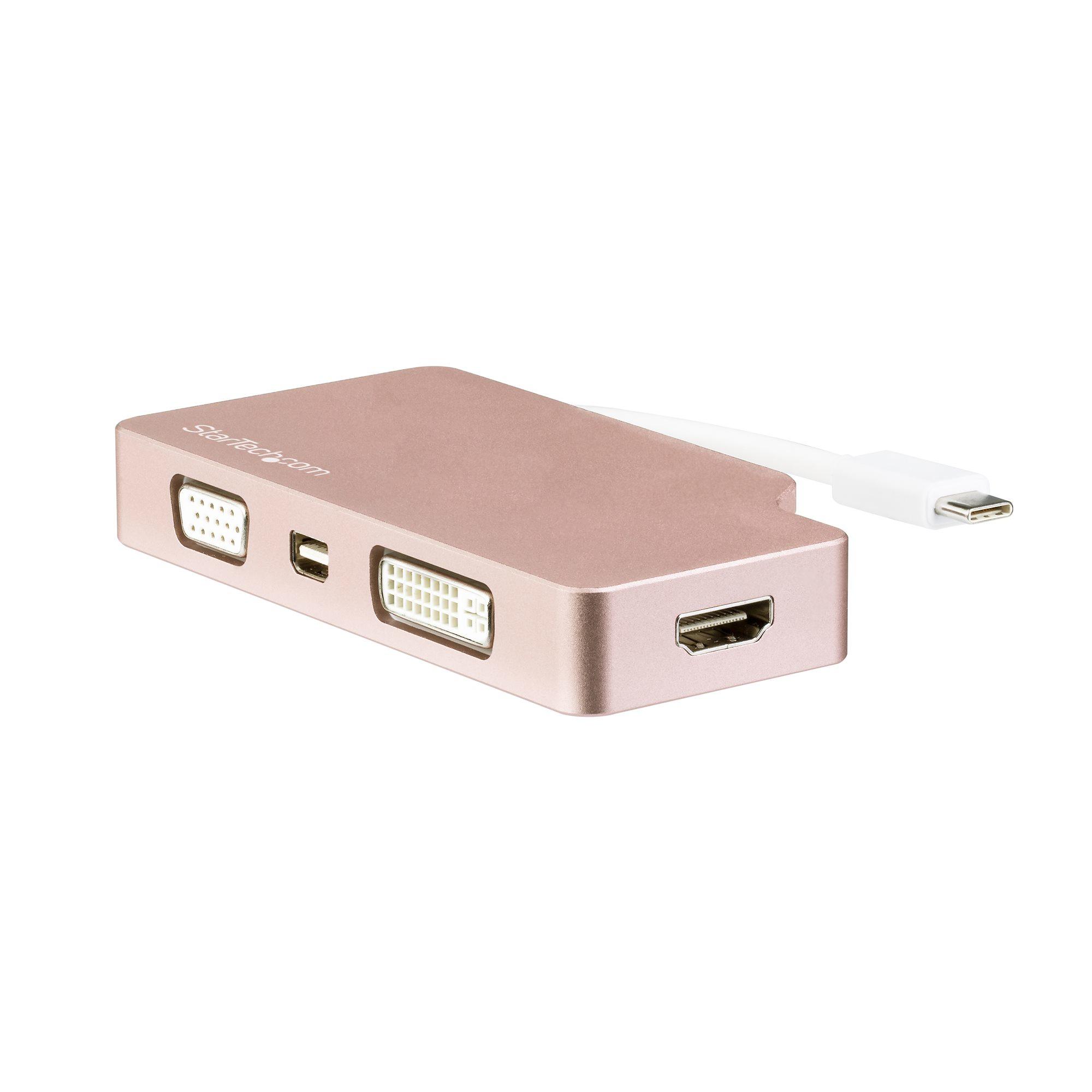 StarTech.com Adattatore Video USB-C Multi-Porta - Oro Rosa - 4 in 1 USB-C a VGA DVI HDMI o mDP - 4K (USB C MULTIPORT VIDEO ADAP