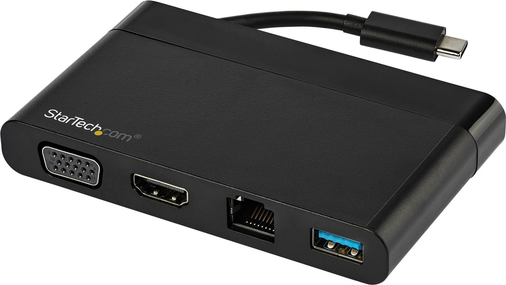 StarTech.com Adattatore multiporta USB C con HDMI VGA Gigabit Ethernet e USB 3.0 - Mini dock hub USB C a HDMI 4K o VGA 1080p di