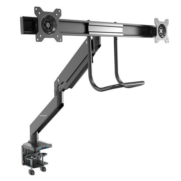 StarTech.com Braccio per doppio monitor da tavolo - 2 porte USB 3.0 - Supporto con morsetto per scrivania (DESK MOUNT DUAL MONI