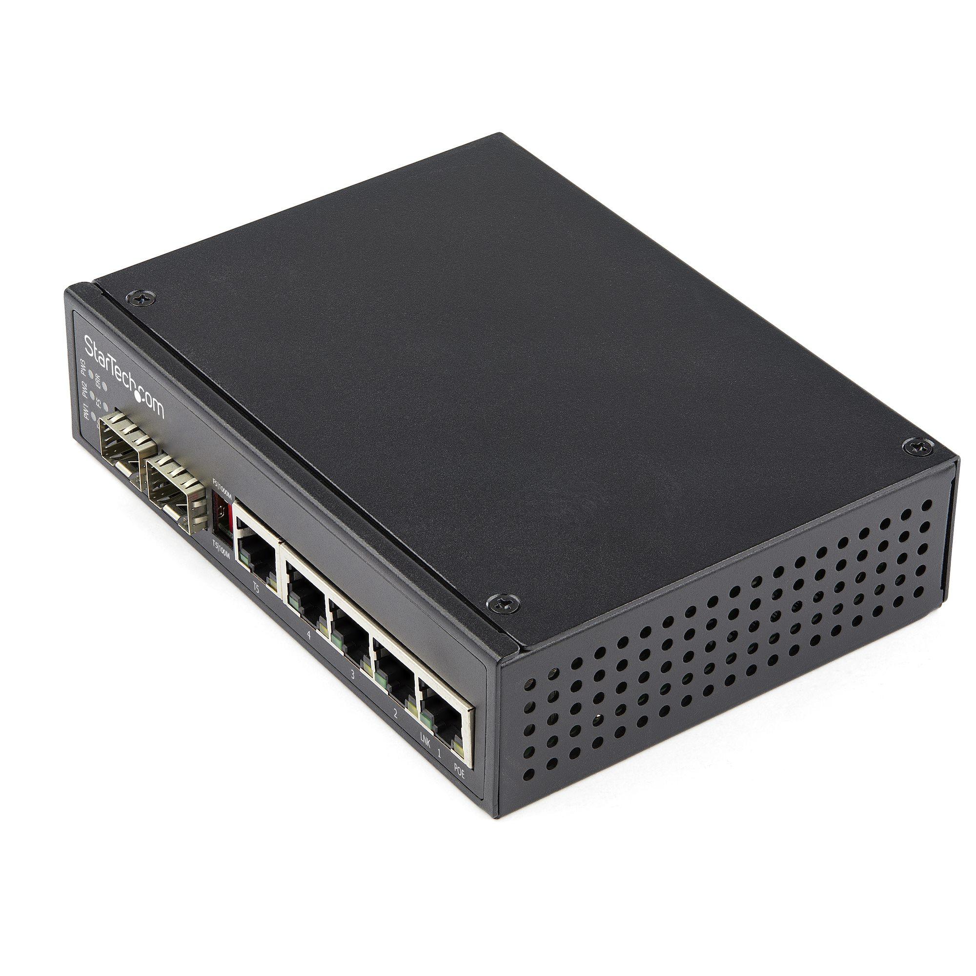 StarTech.com Switch rete LAN industriale a 6 porte - 4 porte PoE RJ45 2 slot SFP 30W - 10/100/1000Mbps Power over Ethernet - C