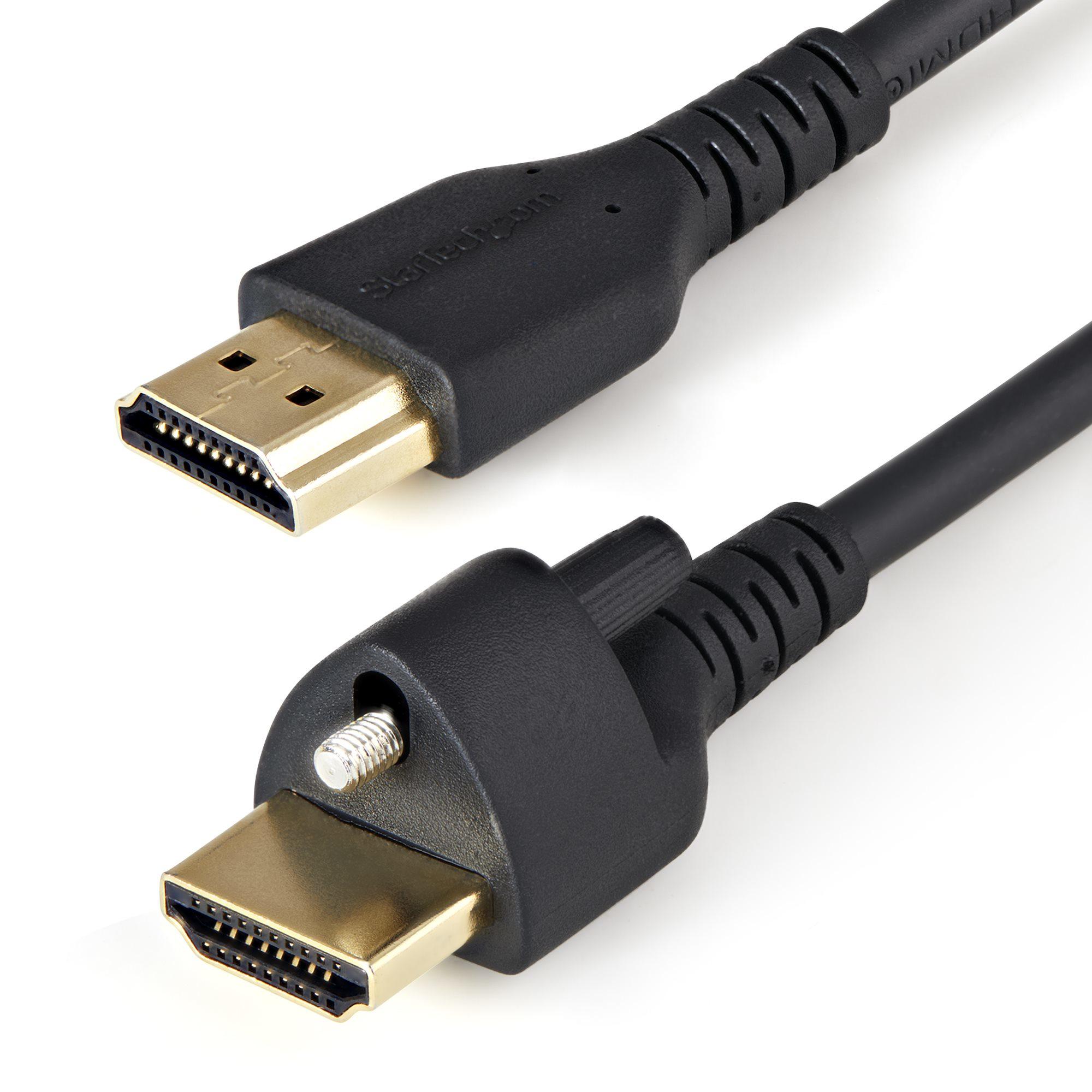StarTech.com HDMM2MLS cavo HDMI 2 m HDMI tipo A Standard Nero (6.6FT HDMI CABLE WITH LOCKING - SCREW SECURE CONNECTOR 4K 60HZ)