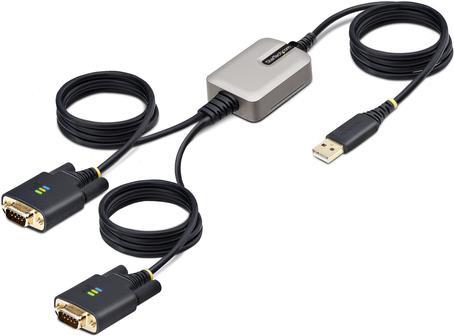 StarTech.com 2P6FFC-USB-SERIAL adattatore per inversione del genere dei cavi USB-A 2 x DB-9 RS-232 Nero Grigio (4M 2-PORT USB S