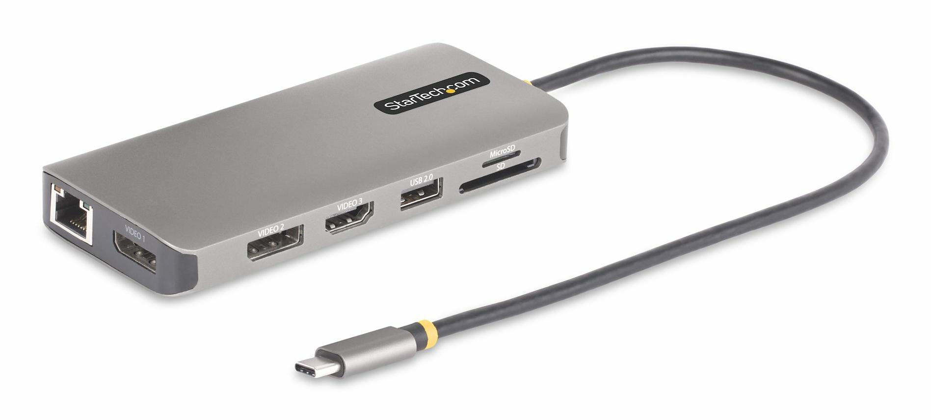 StarTech.com Adattatore multiporta USB-C a tre monitor HDMI/ DisplayPort hub 4x USB 100W PD GbE lettore di schede SD/MicroSD