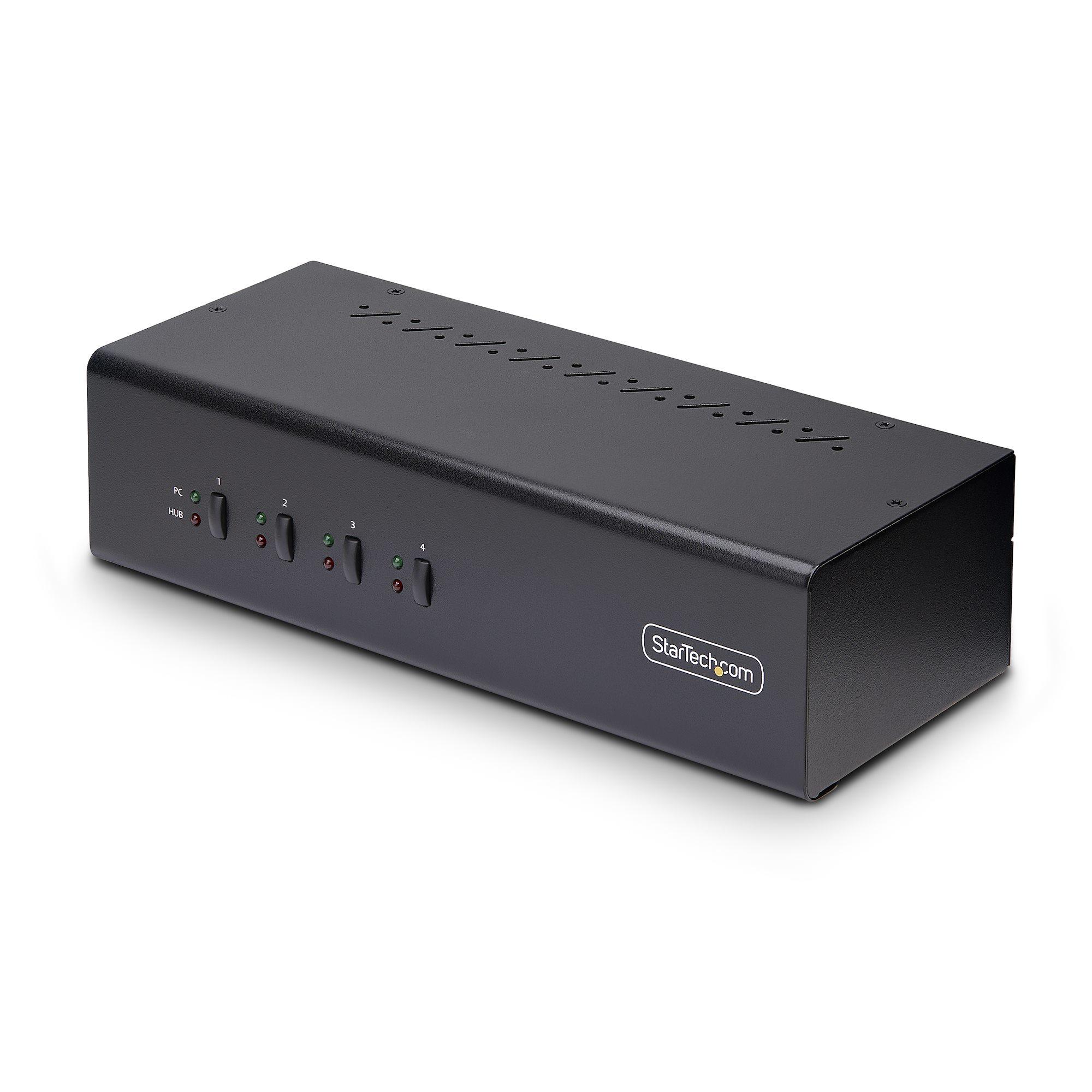 StarTech.com KVM Switch DisplayPort a 4 Porte con Doppio Monitor 4K 60Hz 2x Porte Hub USB 5Gbps 2x Porte HID USB 2.0 Commutazio