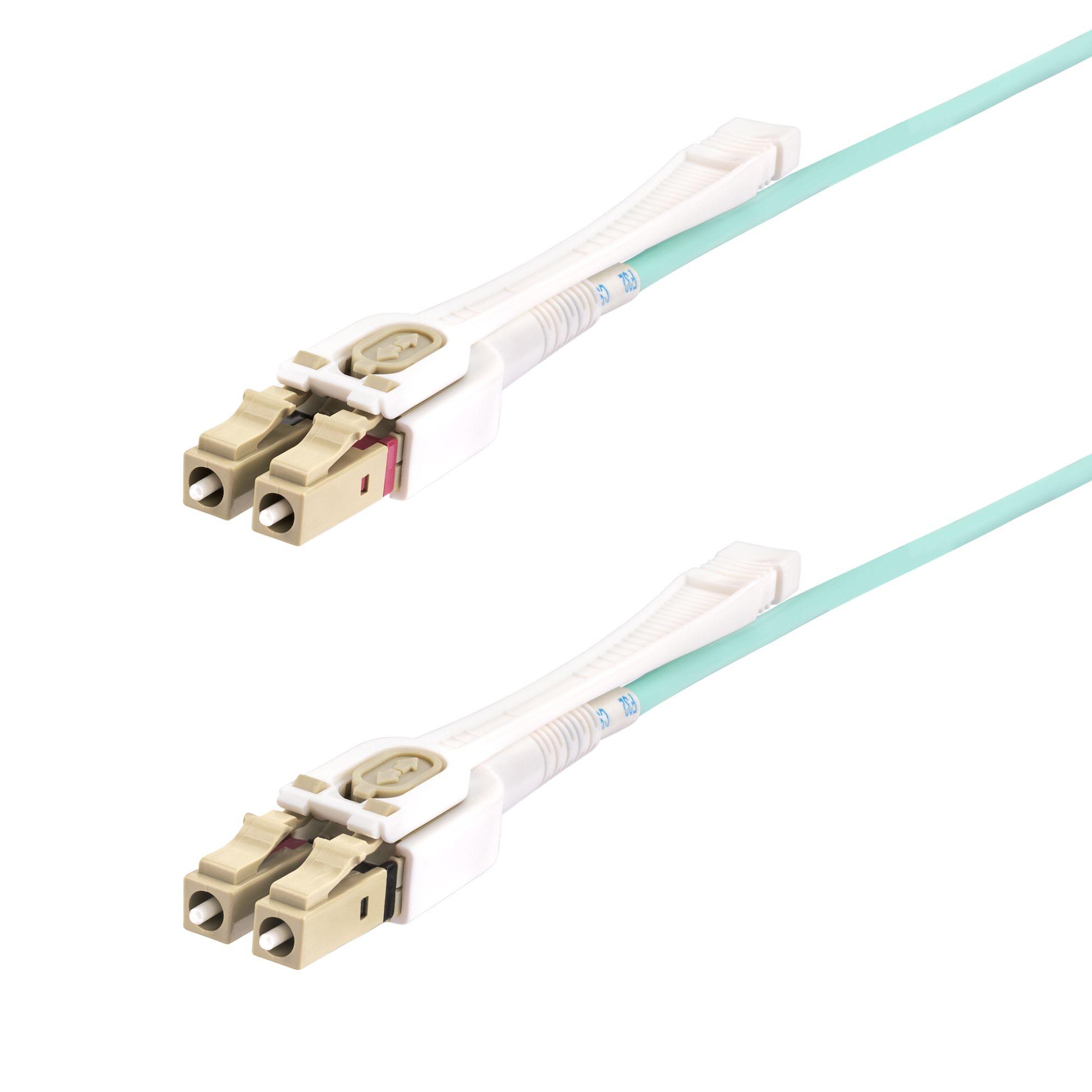 StarTech.com Cavo in fibra ottica multimodale OM4 LC a LC (UPC) con linguette push-pull 8m 50/125m Reti 100G Insensibile alla p