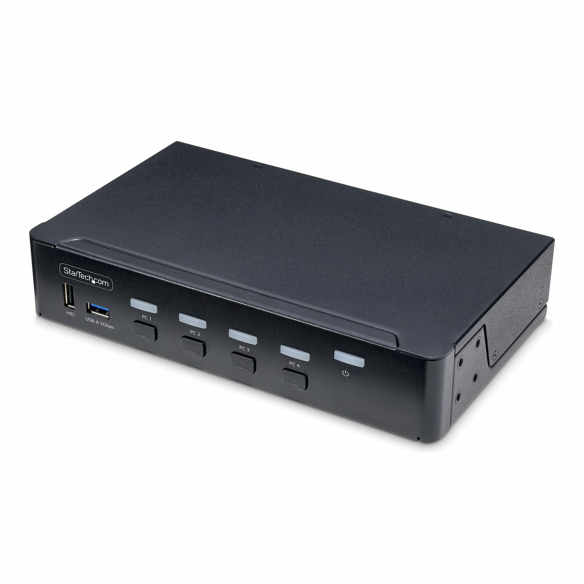 StarTech.com KVM switch DisplayPort a 4 porte, monitor singolo 4K 60Hz, 6 porte USB, commutazione con pulsanti e hotkey, DP 1.2
