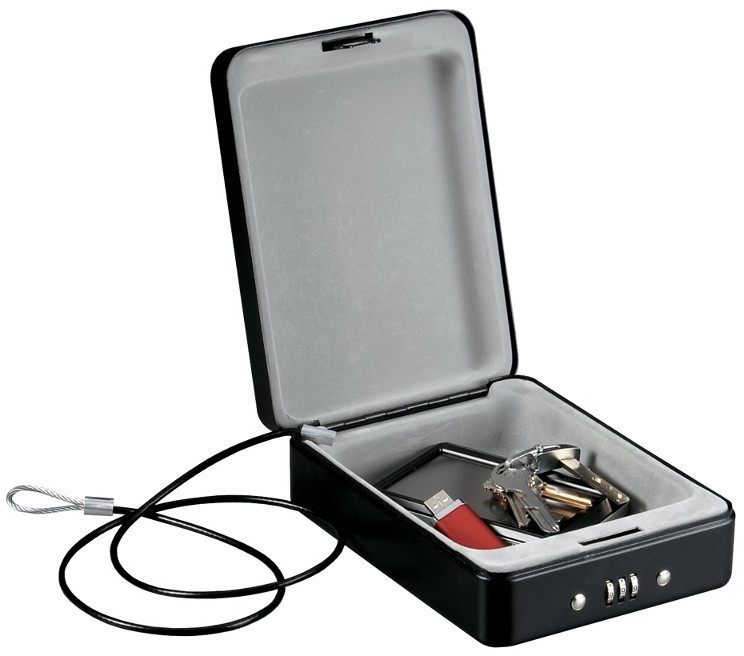 Mini cassaforte portatile con combinazione, nera, acciaio, 203 mm, 150 m