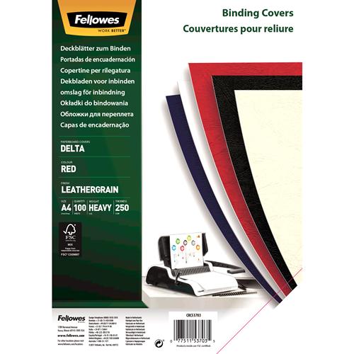 FELLOWES DELTA COUVERTURES A4 ROUGE X 100
