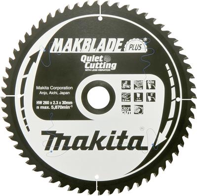 Lama per sega circolare B-32524 MAKBLADE+ 260mm 60T foro 30mm per troncatrici e troncatrici
