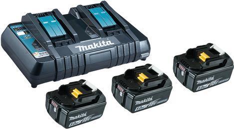 Kit Alimentazione 3x batteria BL1850B 18V 5.0 Ah, doppio caricatore rapido DC18RD