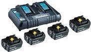 Kit Alimentazione 4x batteria BL1850B 18V 5.0 Ah, doppio caricatore rapido DC18RD