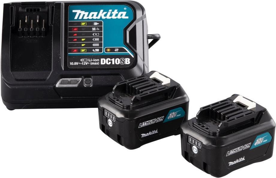 Kit Alimentazione Li 12V 4Ah nero blu 2x batteria BL1041B 1x caricabatterie rapido DC10SB