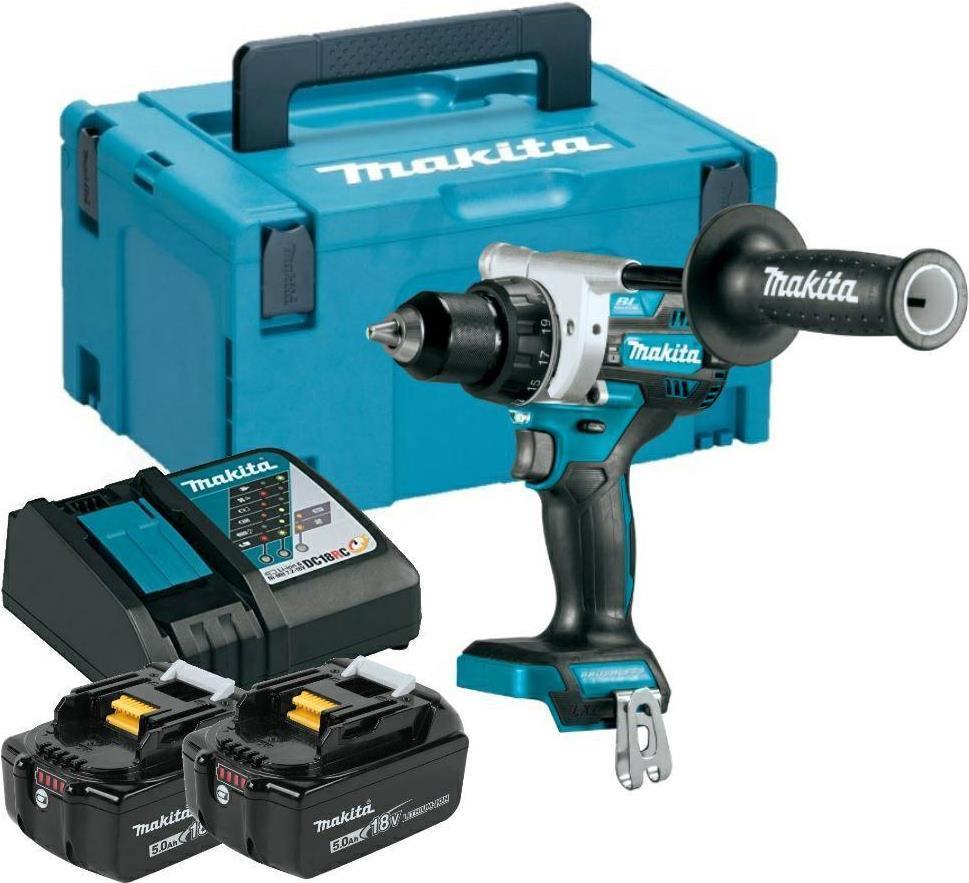 Trapano avvitatore a batteria DDF486RTJ 18Volt blu nero 2x batteria agli ioni di litio 5,0Ah MAKPAC misura 2